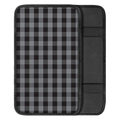 Grey And Black Check Pattern Print Car Center Console Cover