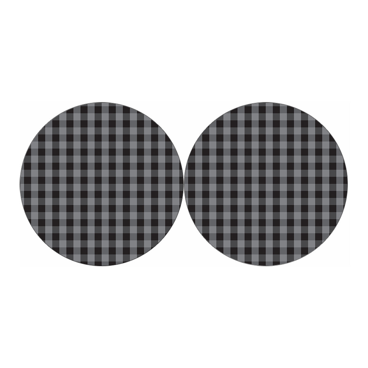Grey And Black Check Pattern Print Car Coasters