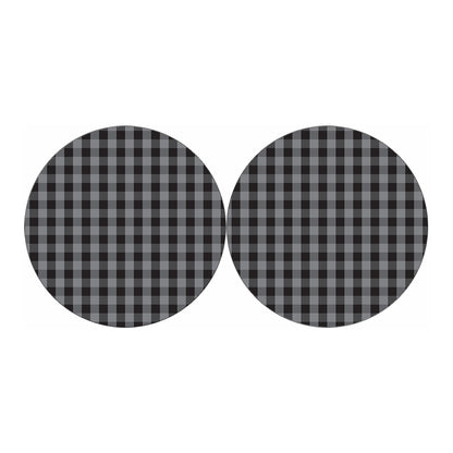 Grey And Black Check Pattern Print Car Coasters