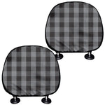 Grey And Black Check Pattern Print Car Headrest Covers