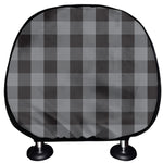 Grey And Black Check Pattern Print Car Headrest Covers