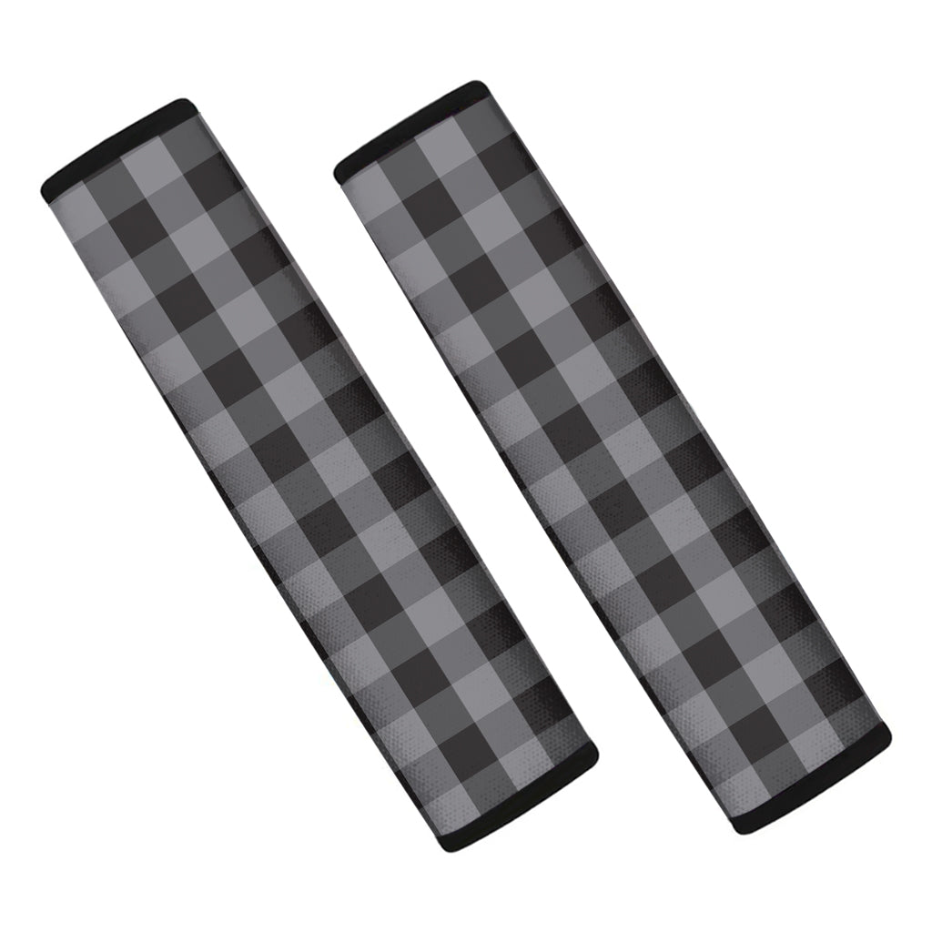 Grey And Black Check Pattern Print Car Seat Belt Covers