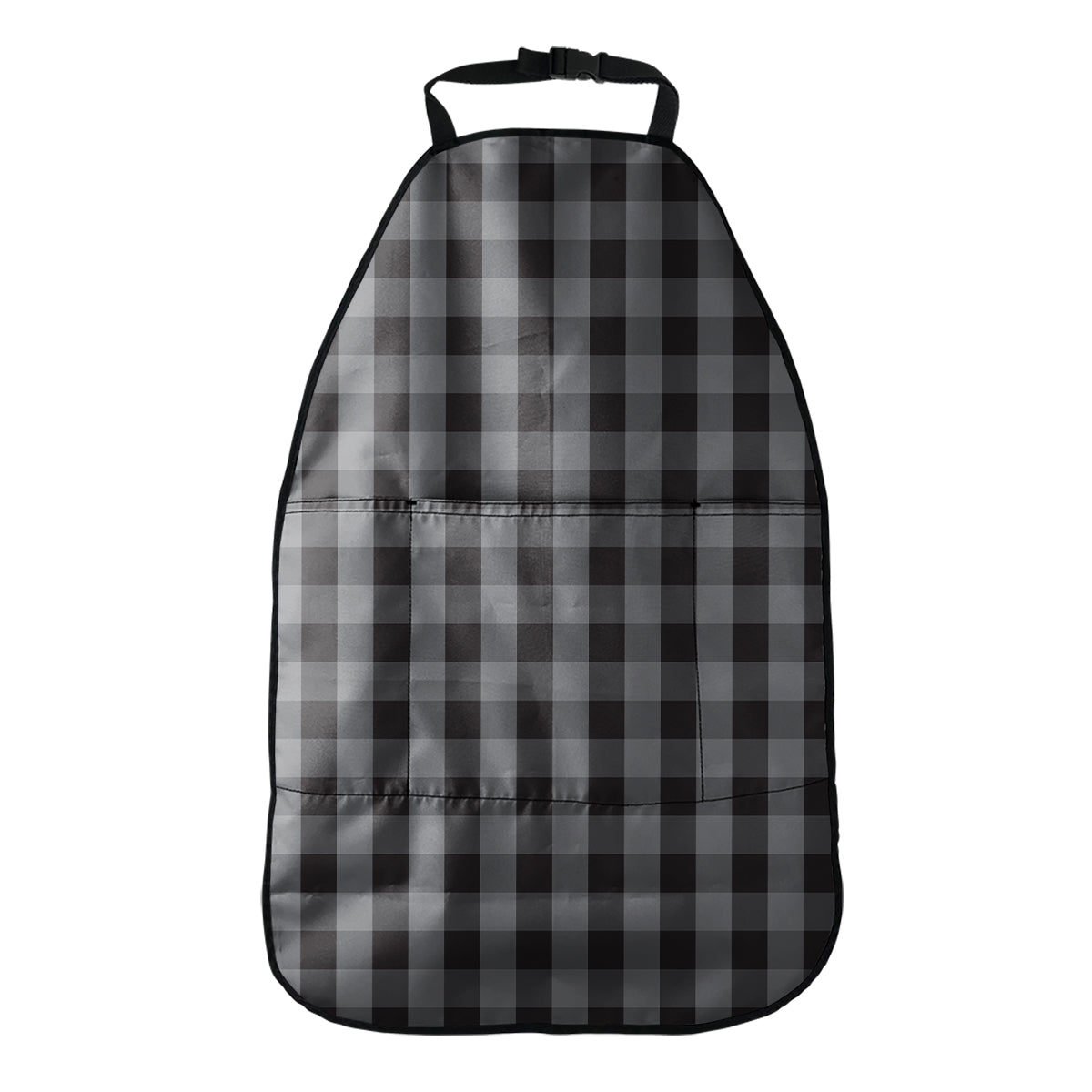 Grey And Black Check Pattern Print Car Seat Organizers