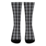 Grey And Black Check Pattern Print Crew Socks
