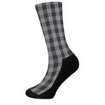 Grey And Black Check Pattern Print Crew Socks