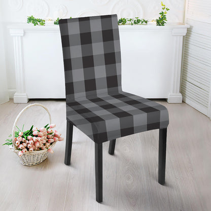 Grey And Black Check Pattern Print Dining Chair Slipcover