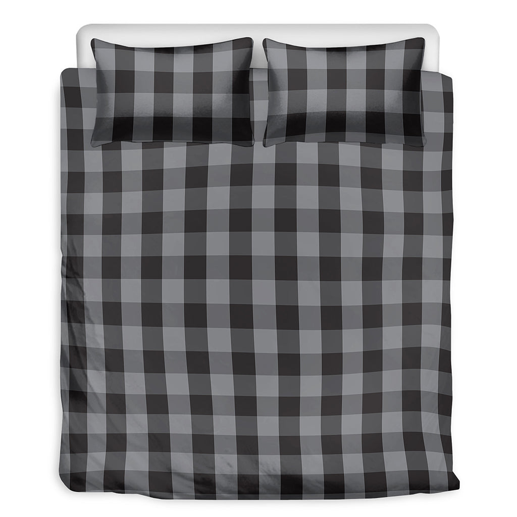 Grey And Black Check Pattern Print Duvet Cover Bedding Set