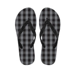 Grey And Black Check Pattern Print Flip Flops