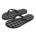 Grey And Black Check Pattern Print Flip Flops