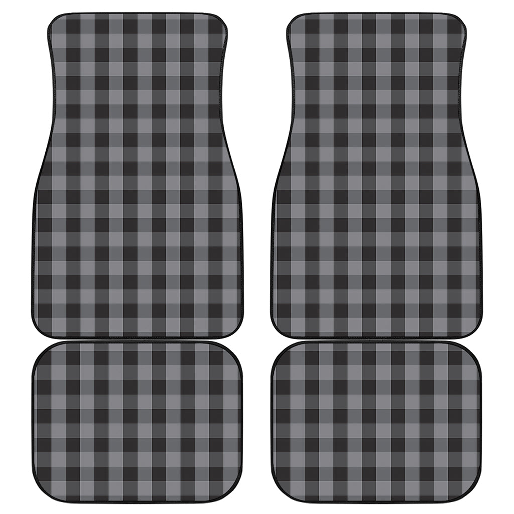 Grey And Black Check Pattern Print Front and Back Car Floor Mats