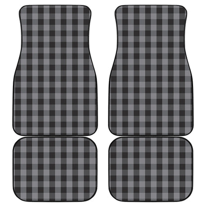 Grey And Black Check Pattern Print Front and Back Car Floor Mats