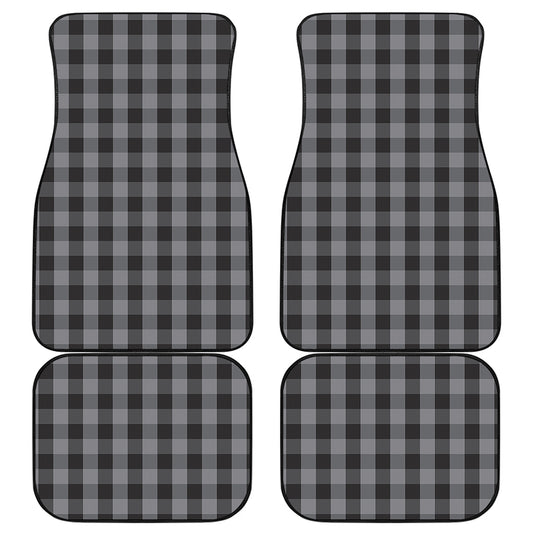 Grey And Black Check Pattern Print Front and Back Car Floor Mats