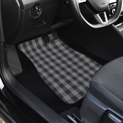 Grey And Black Check Pattern Print Front and Back Car Floor Mats
