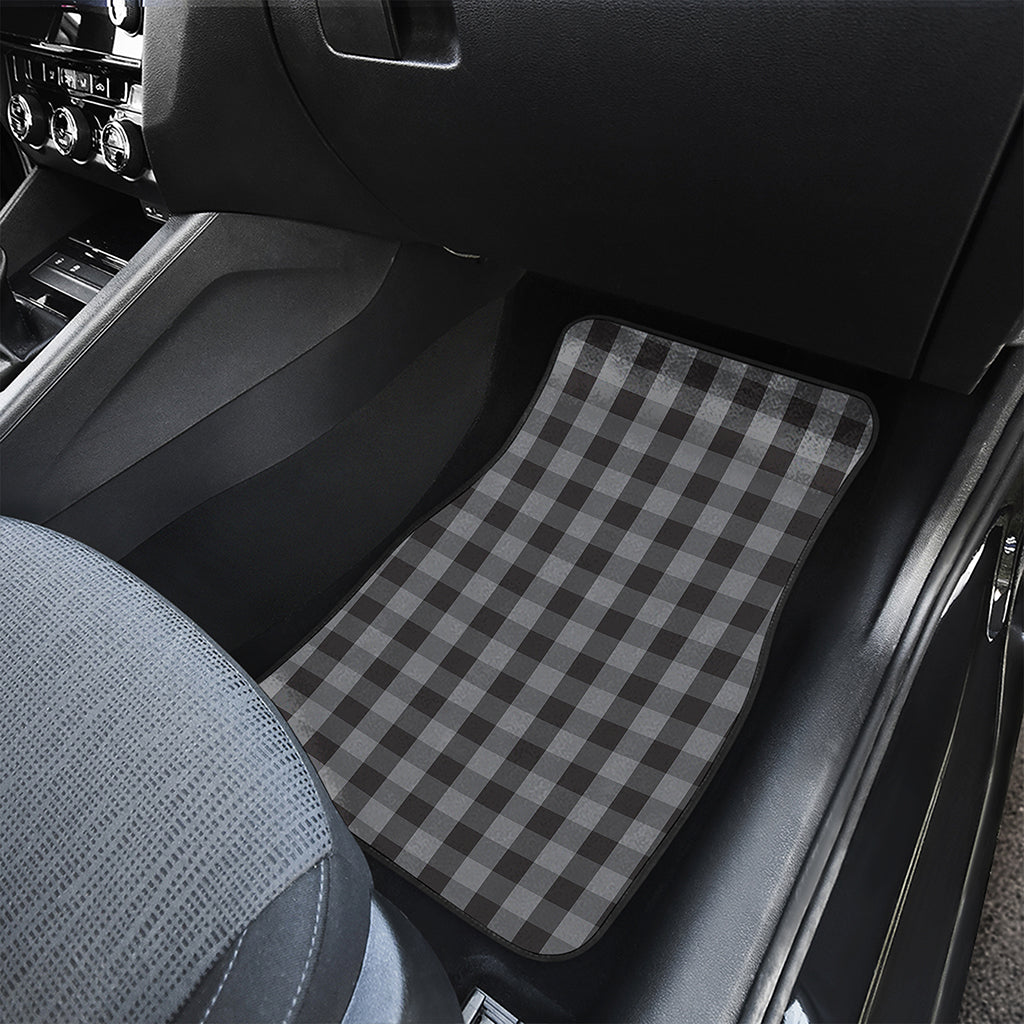 Grey And Black Check Pattern Print Front and Back Car Floor Mats