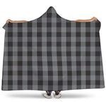 Grey And Black Check Pattern Print Hooded Blanket