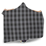 Grey And Black Check Pattern Print Hooded Blanket
