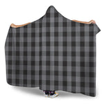 Grey And Black Check Pattern Print Hooded Blanket