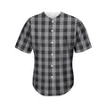 Grey And Black Check Pattern Print Men's Baseball Jersey