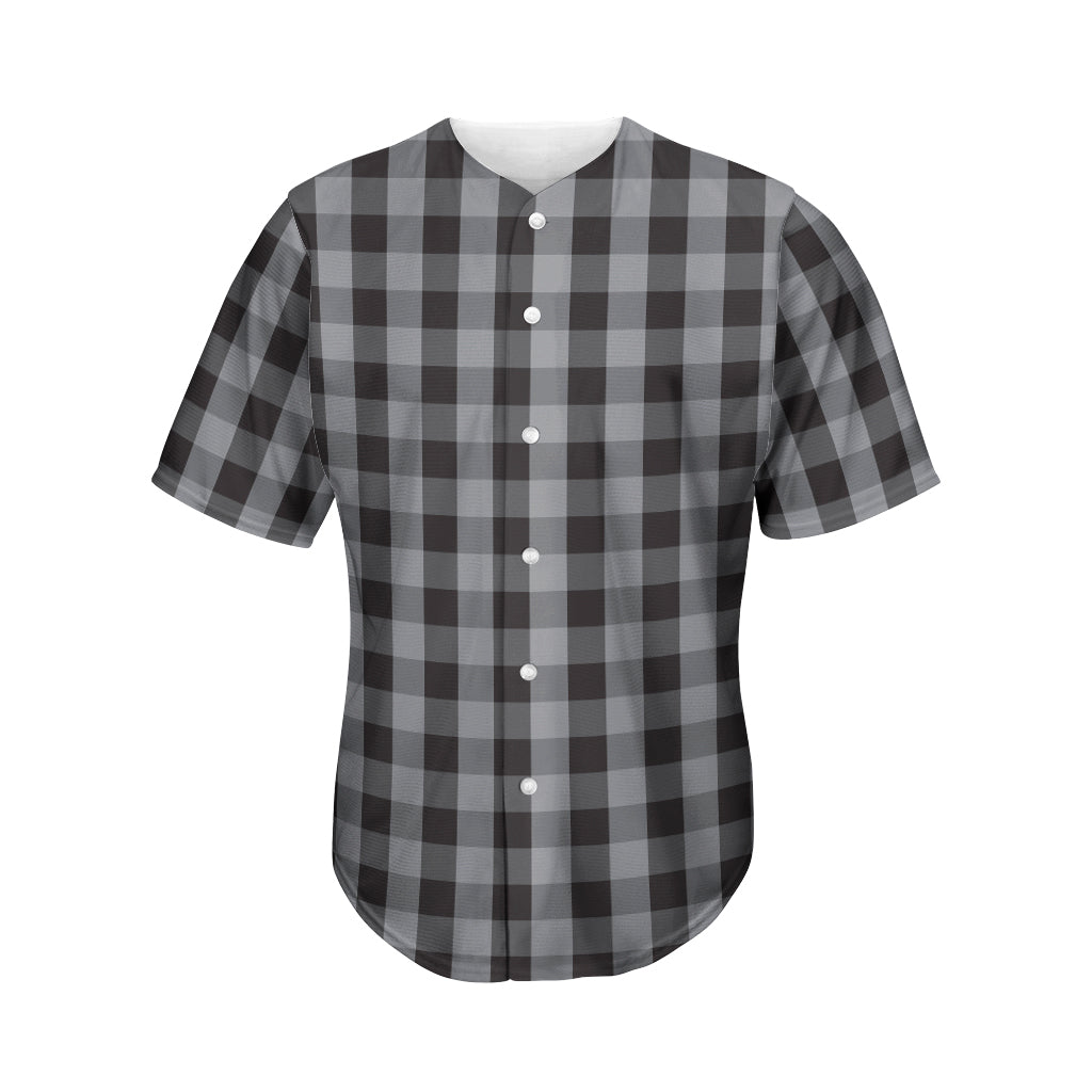 Grey And Black Check Pattern Print Men's Baseball Jersey