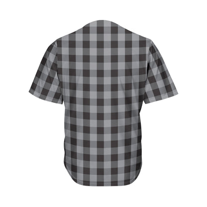 Grey And Black Check Pattern Print Men's Baseball Jersey