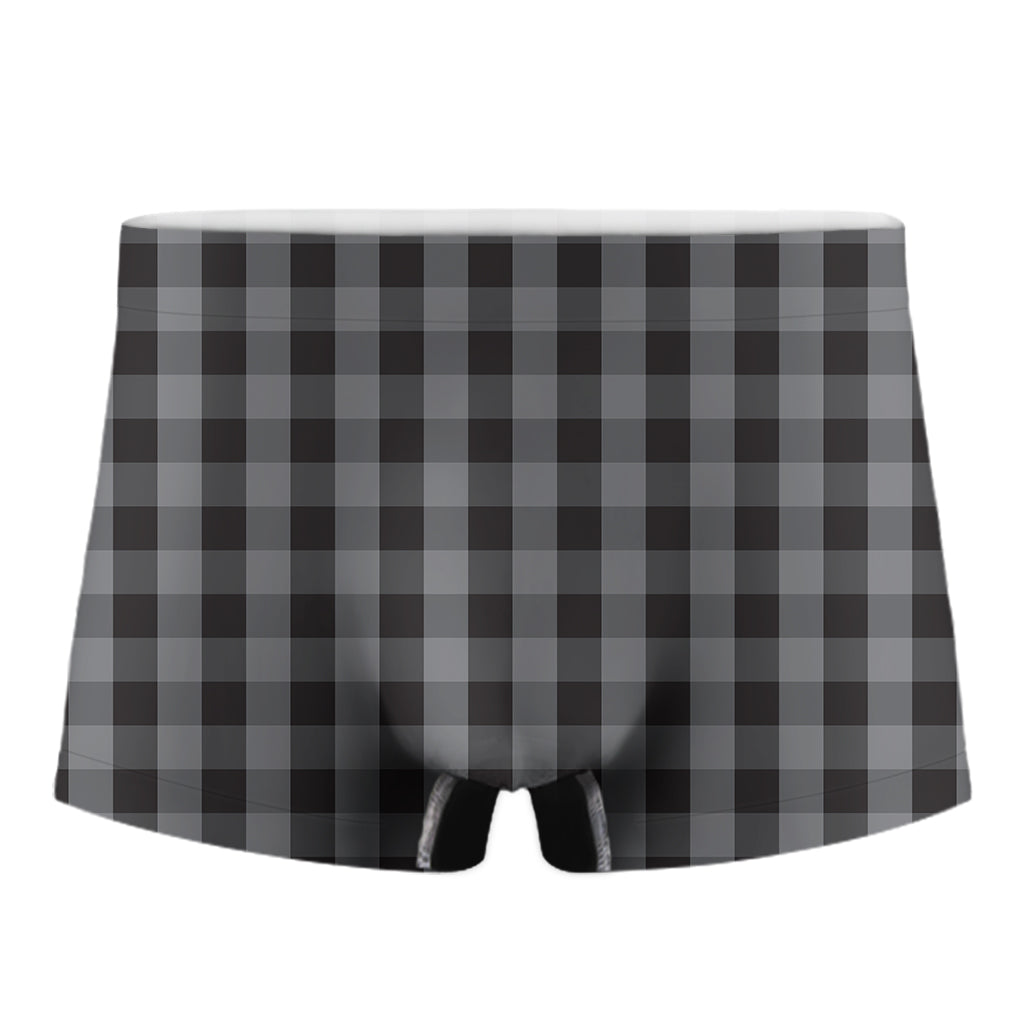 Grey And Black Check Pattern Print Men's Boxer Briefs