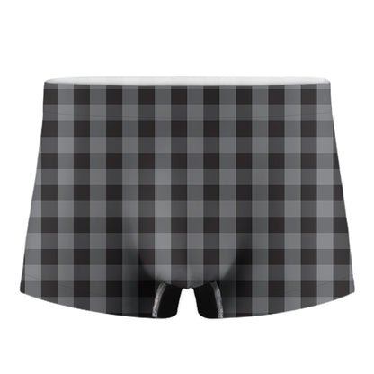 Grey And Black Check Pattern Print Men's Boxer Briefs