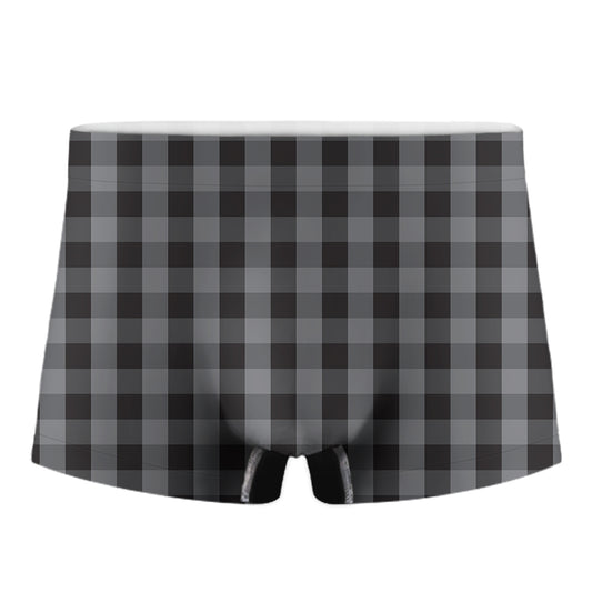 Grey And Black Check Pattern Print Men's Boxer Briefs