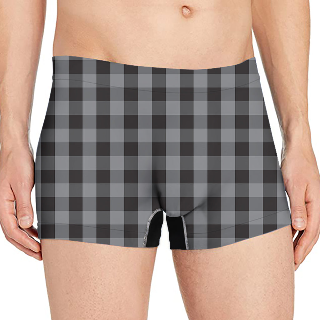 Grey And Black Check Pattern Print Men's Boxer Briefs
