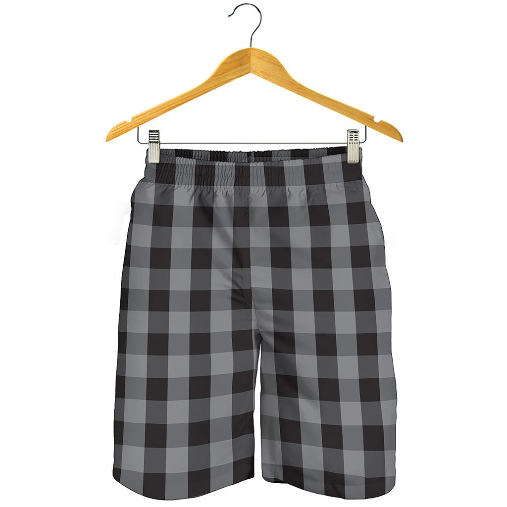 Grey And Black Check Pattern Print Men's Shorts