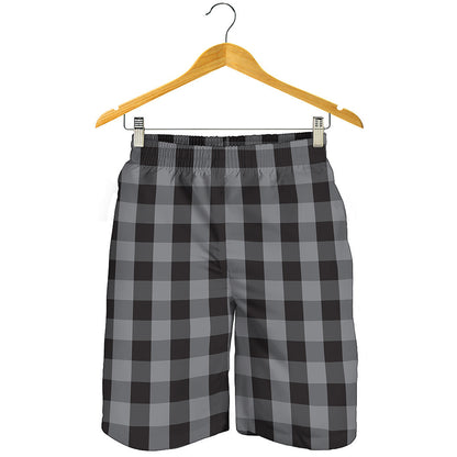 Grey And Black Check Pattern Print Men's Shorts