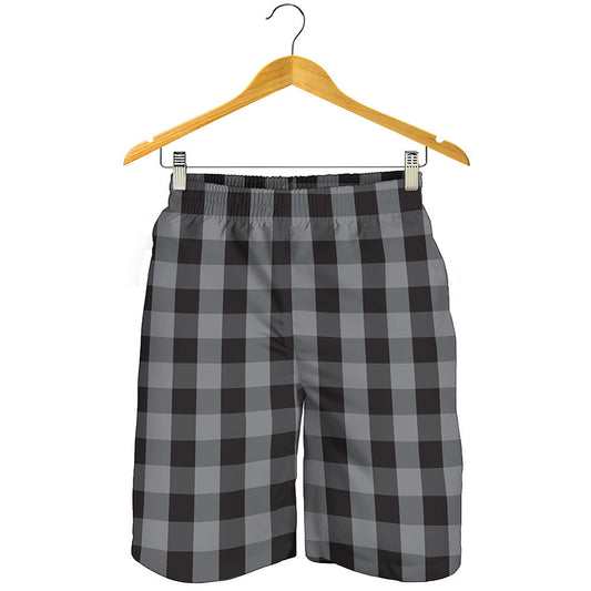 Grey And Black Check Pattern Print Men's Shorts