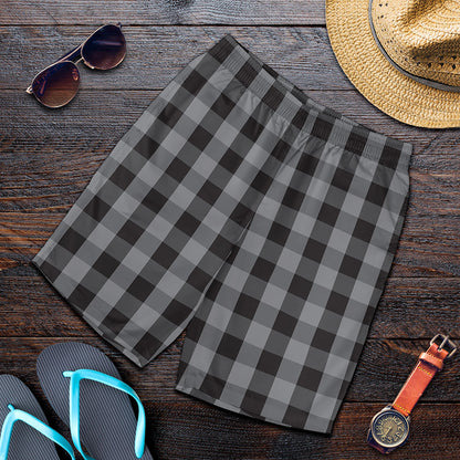 Grey And Black Check Pattern Print Men's Shorts