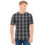 Grey And Black Check Pattern Print Men's T-Shirt