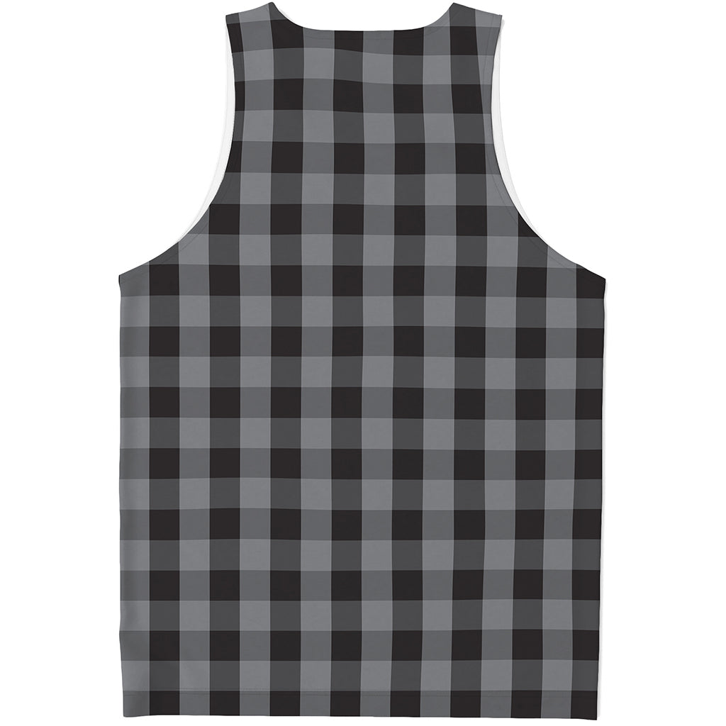Grey And Black Check Pattern Print Men's Tank Top