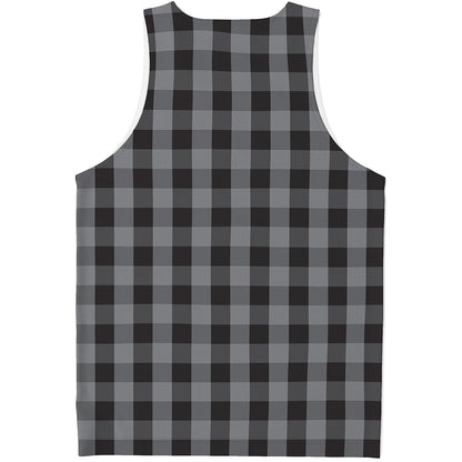 Grey And Black Check Pattern Print Men's Tank Top