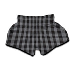 Grey And Black Check Pattern Print Muay Thai Boxing Shorts