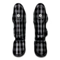 Grey And Black Check Pattern Print Muay Thai Shin Guards