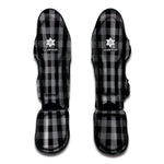 Grey And Black Check Pattern Print Muay Thai Shin Guard