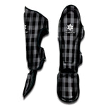 Grey And Black Check Pattern Print Muay Thai Shin Guard