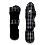 Grey And Black Check Pattern Print Muay Thai Shin Guard
