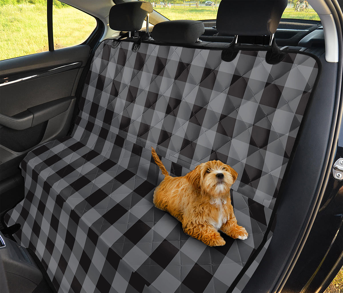 Grey And Black Check Pattern Print Pet Car Back Seat Cover
