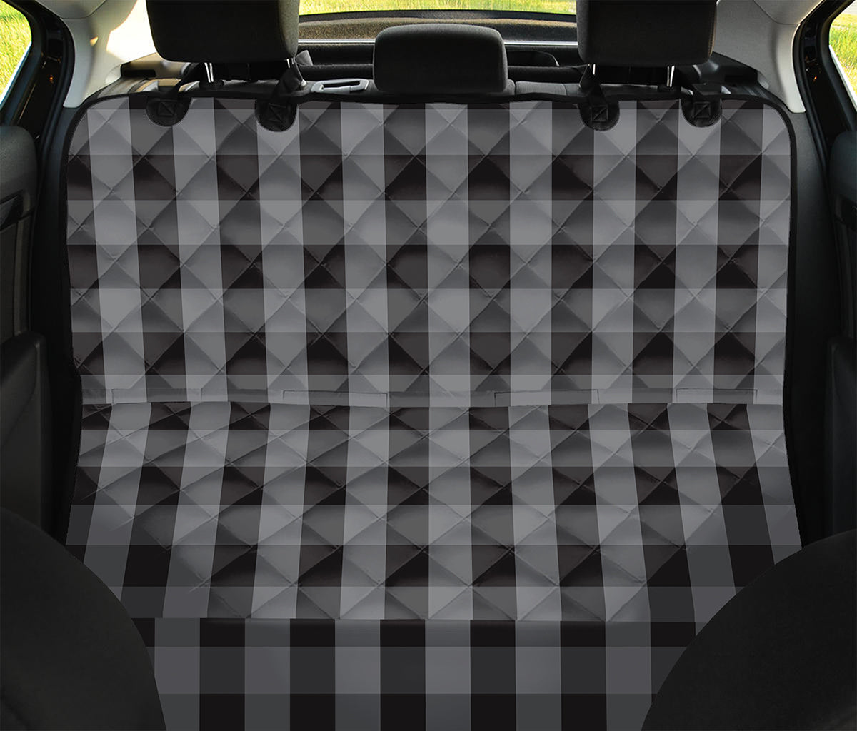 Grey And Black Check Pattern Print Pet Car Back Seat Cover