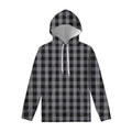 Grey And Black Check Pattern Print Pullover Hoodie