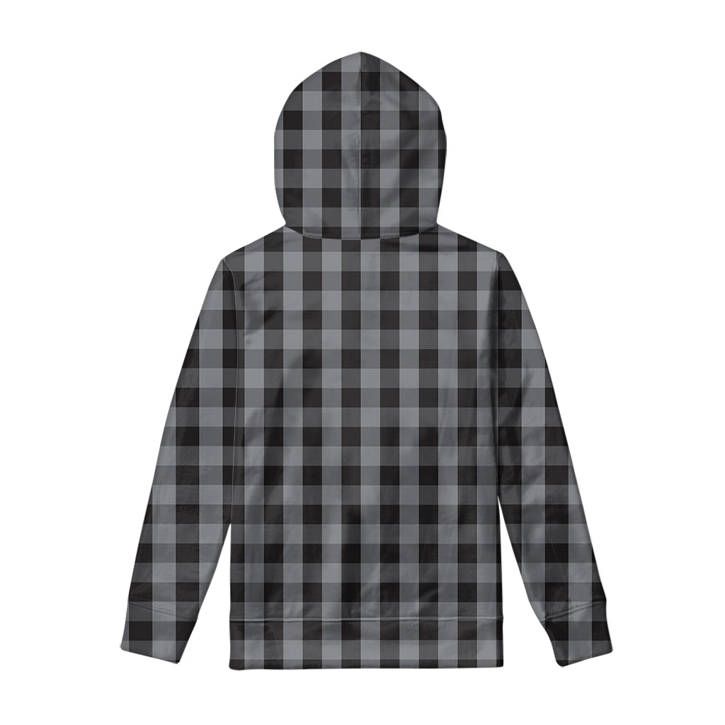 Grey And Black Check Pattern Print Pullover Hoodie