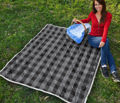 Grey And Black Check Pattern Print Quilt