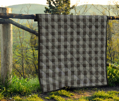 Grey And Black Check Pattern Print Quilt