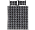 Grey And Black Check Pattern Print Quilt Bed Set