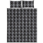 Grey And Black Check Pattern Print Quilt Bed Set