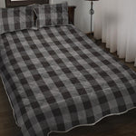 Grey And Black Check Pattern Print Quilt Bed Set