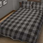 Grey And Black Check Pattern Print Quilt Bed Set
